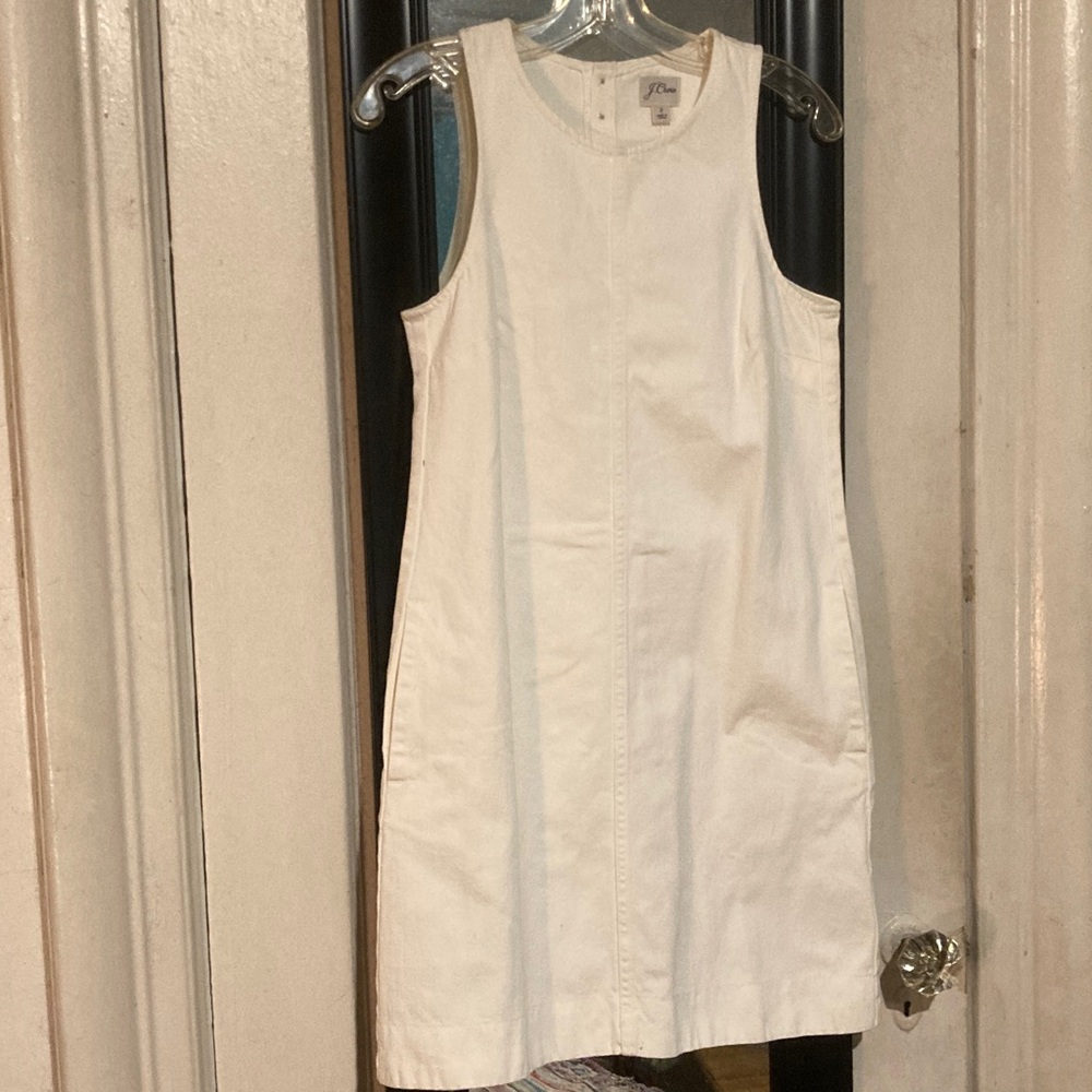 NWT J. Crew White Denim Sleeveless Shift Mini Dress